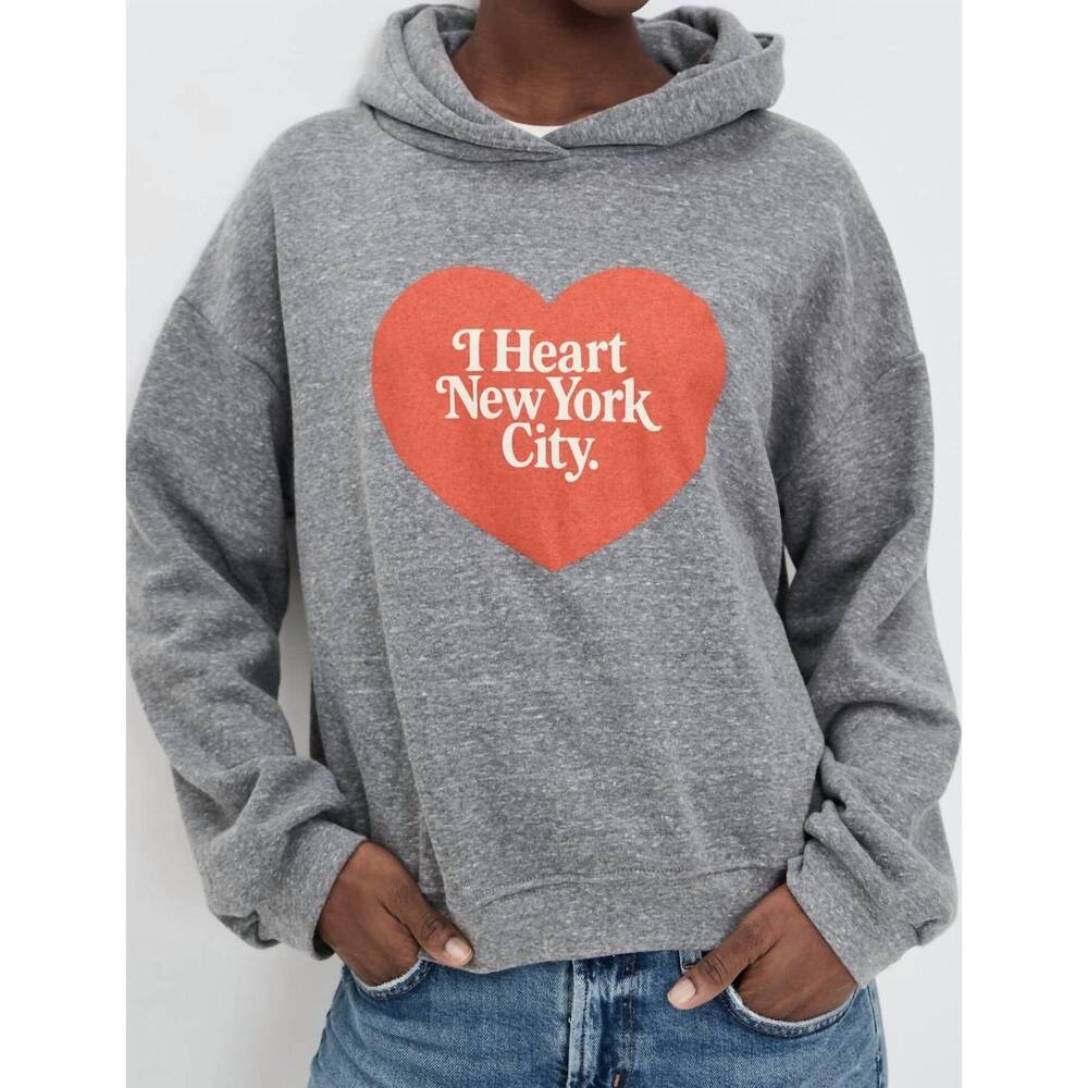 NEW SUNNY SOMEWHERE nyc heart classic hoodie in heather grey